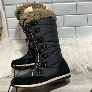 🔥🔥 L.L. Bean 284883 Carrabassett Fur Lace-Up Knee High Snow Boots Women Sz 6.5
